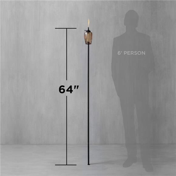 Adjustable Flame 64" Glass Torch – Pink Decorative Lighting for Outdoor Lawn - Picture 6 of 7